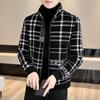 Men's Autumn-Winter Jacquard Woolen Jacket: Stylish Thickened Zip-Up for Mid-Aged & Young.