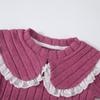 Girls' Autumn and Winter Knitted High Neck Lace Edge Patchwork Top+contrasting Pants Set, A Must-have for Casual and Versatile Outdoor Wear