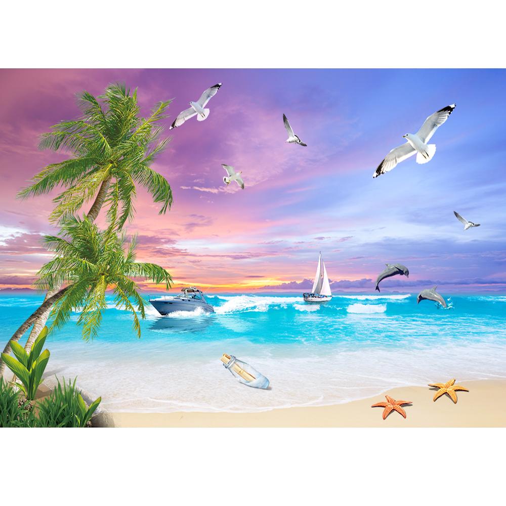 Sea View Wallpaper Modern Beach Sea View Mural Living Room Tv Sofa Hotel Beach Wallpaper Decoration