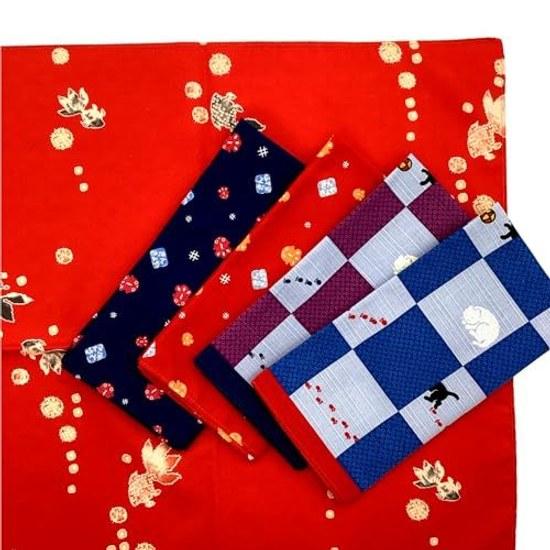Kyosuke Japan-made small furoshiki cotton 100 approximately 5353cm bento cross machine washable Japanese pattern classical fabric Waraku Usagi red