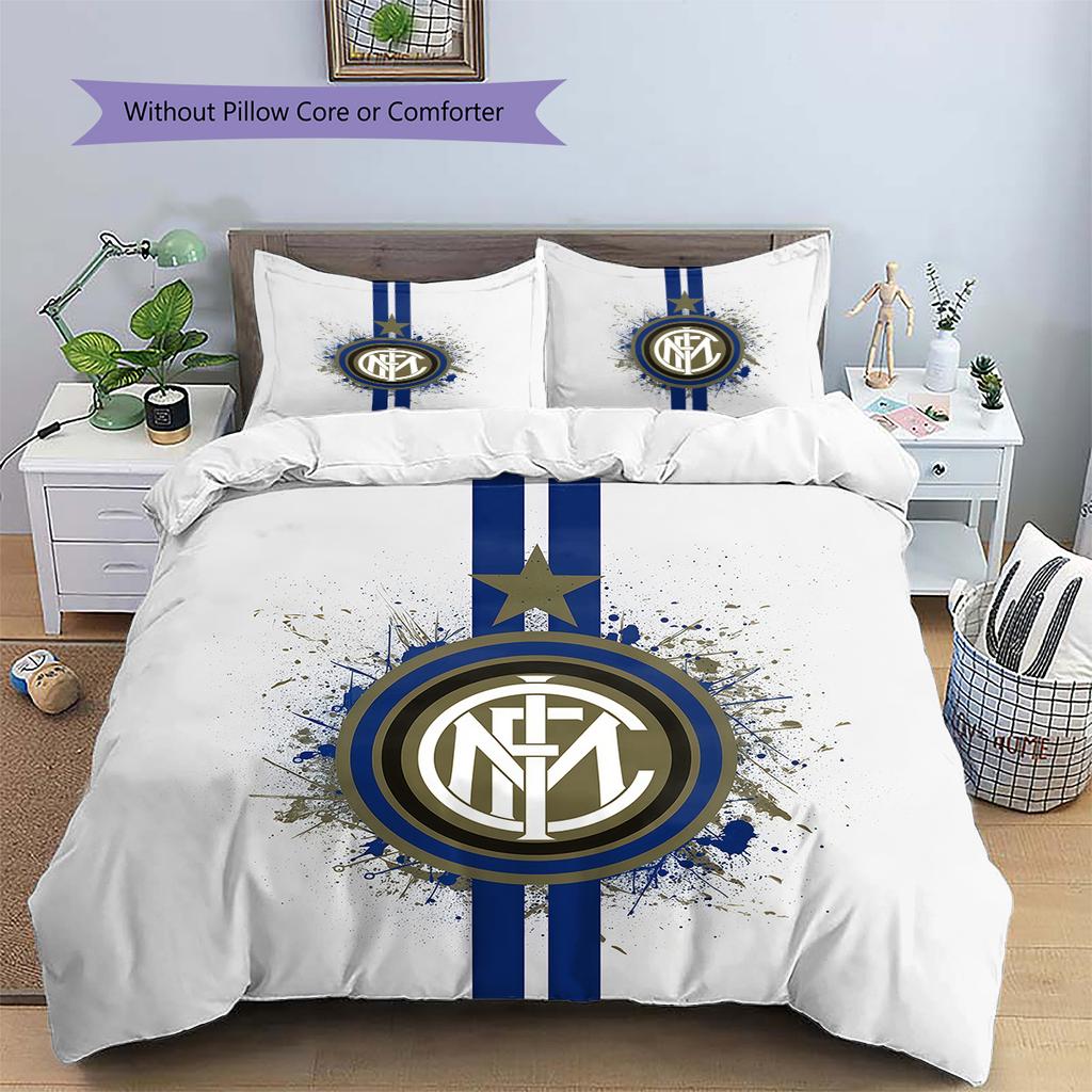 Set Copripiumino Trapuntato con Fantasia FC Internazionale Milano Decorazione per la Casa Regalo (1 * copripiumino + 2 * federe senza imbottitura)