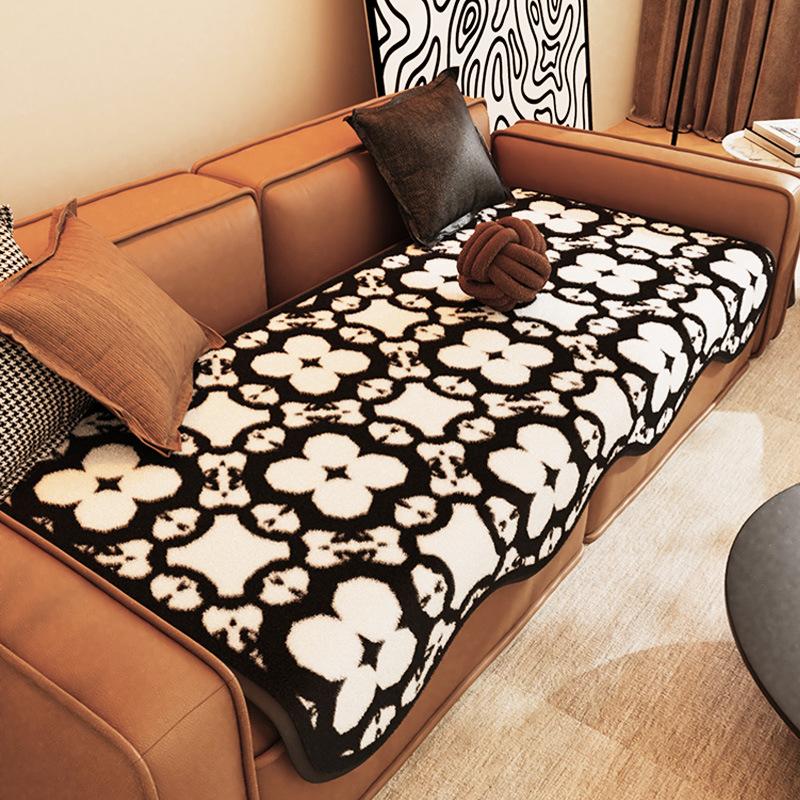 Wanxiang Updated Imitation Rabbit Fur Irregular Sofa Cushion Living Room Straight Row Sofa Cover Towel One Piece Anti-Scratching