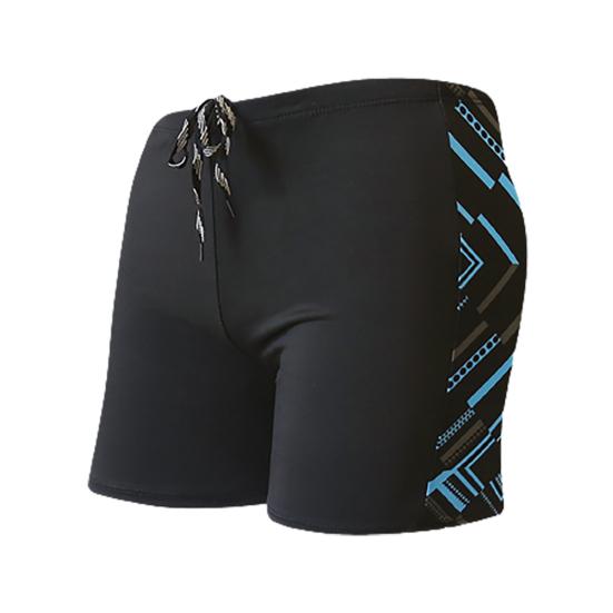 Inner Drawstring Mid-rise Swimming Trunks with Lining Streamlined Design Elastic Waistband Men Shark Print Stitching Swim Shorts Beachwear