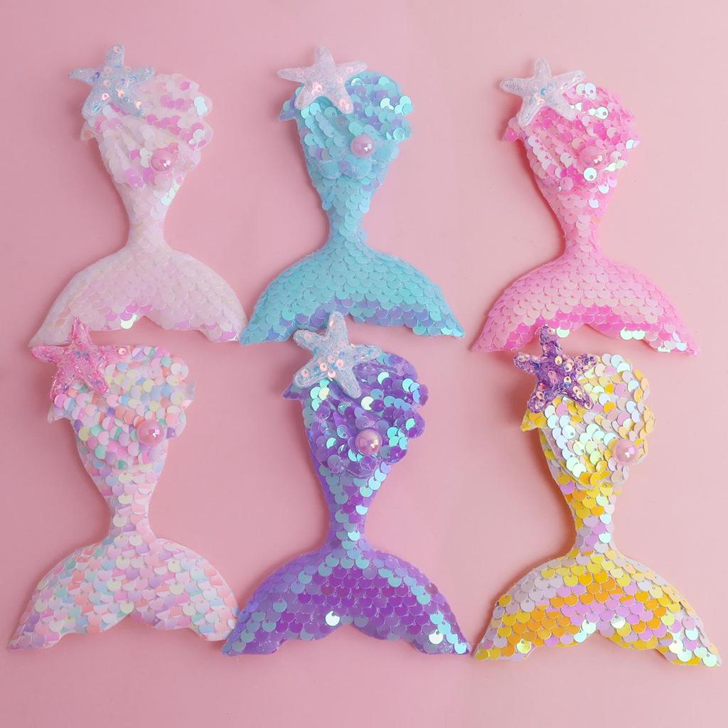 Colorful Glitter Seashell Fishtail Hair Clips for Cute Children's DIY Jewelry & Clothing Accessories