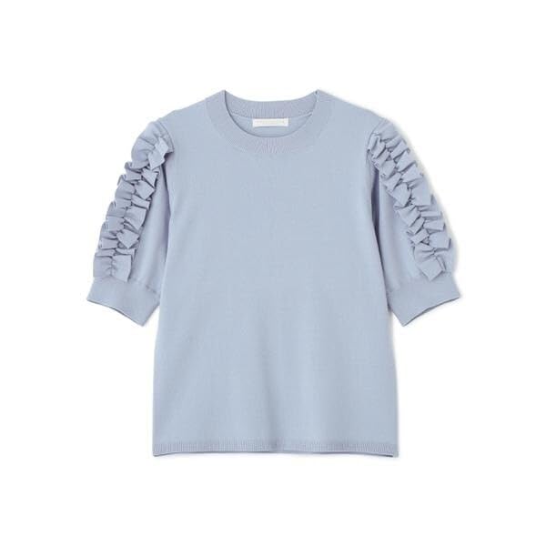 Proportion Body Dressing Ruffle Sleeve Knit Blue Women's Sweater,