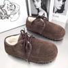 Plush Cotton Shoes Women Snow Boots Suede Fur Slippers Flats Casual Sneaker 2024 Trend Brand Mules Lace Up Warm Fad Winter Botas