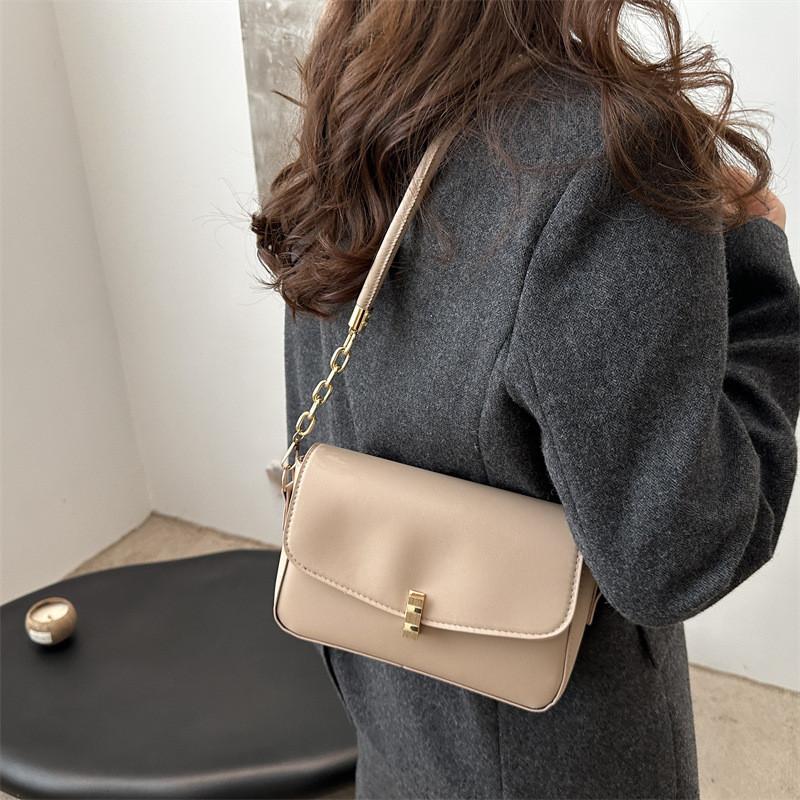 Luxe Minimalist Chain Strap Small Square Purse For Women Available In Black White And Khaki Colors