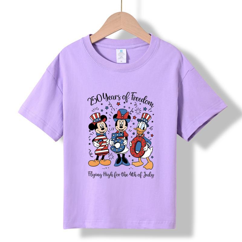 XH54 MINISO 2026 Summer New Printed Cotton Round Neck T-shirt for Children Aged 1-16, Boys and Girls
