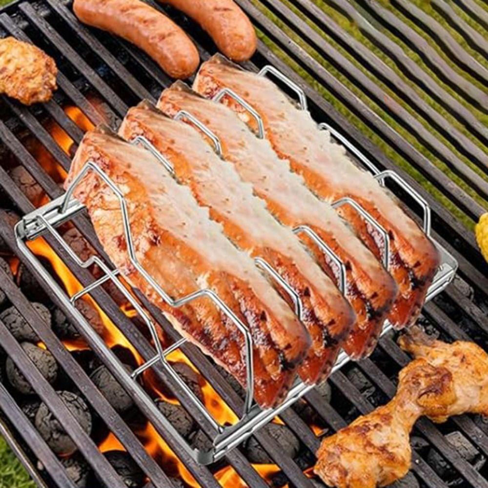 Corrosion-resistant Stainless Steel Rib Rack Foldable Grill Rack Easy To Clean