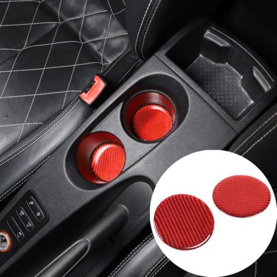 Red Carbon Fiber Car Water Cup Holder Anti-slip Mat Pad for Seat Leon 2008-2012