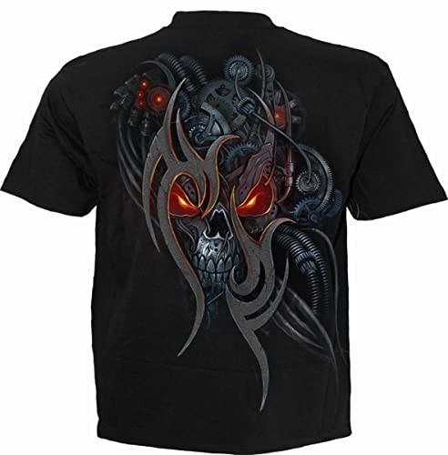 Spiral - STEAMPUNK SKULL (Unisex Black Short Sleeve T-Shirts) Large L
