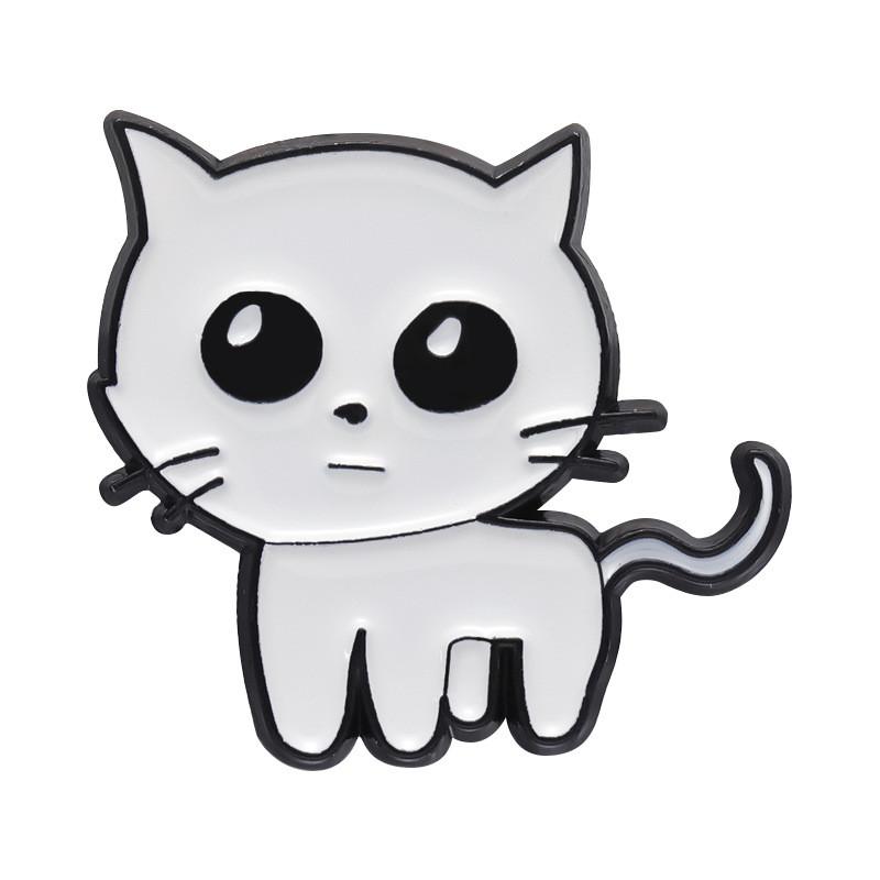 Alloy Unique White Cat Pin Brooch For Trendy Animal Lovers And Style Personalized