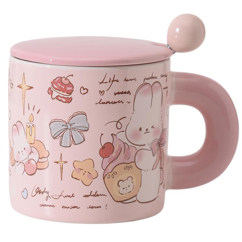 Butter Bear Ceramic Mug with Lid Office Couple Cup Birthday Gift Girl Cute Water Cup Household