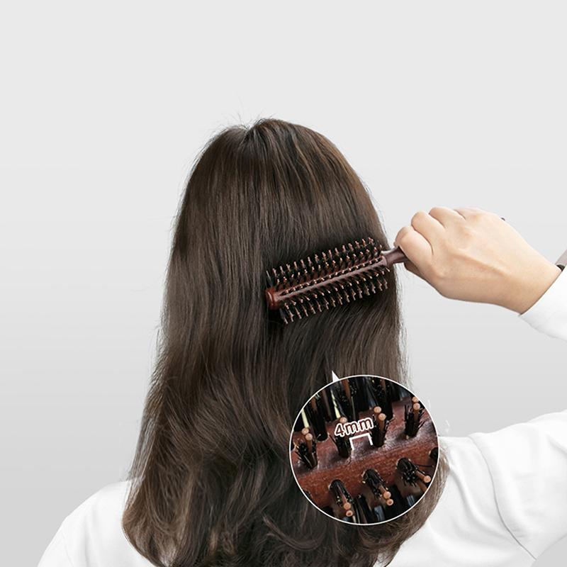 6 Style Wood Handle Round Rolling Brush Straight Twill Hair Comb Boar Bristle Round Barrel Hair Curling Brush Hairdressing Tool