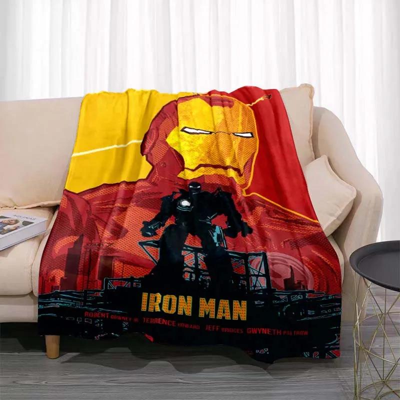 Manta Cálida de Dibujos Animados de Iron Man para Habitación, Suave y Cómoda, Portátil para Viajes y Picnic, Regalo para Familiares o Amigos