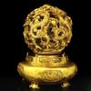 13x15cm Brass Nine Turn Qiankun Dragon Tripod Feng Shui Accessories Attract wealth living room shop office Wine cabinet decorate
