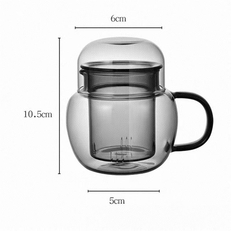 325ml Teewasser-Trennung Filter Teetasse Hohes Borosilikatglas Teetassen mit Infuser Büro Blume Teetasse
