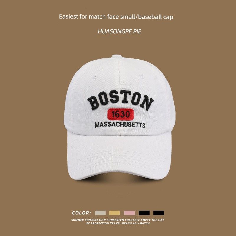 

Summer New Arrival Easiest for Match Face-Looking Small Baseball Cap Female K-style Fashion Three-Dimensional Embroider Outdoor Breathable Couple Duck C2257 red label 1630 cap White M(56-58cm)