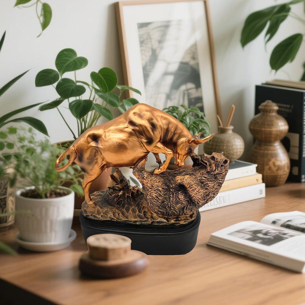New Bull Statue Wall Street Stock Market Bull Statue Exquisite Versatile Resin Tabletop Ornament For Offices Home Decor