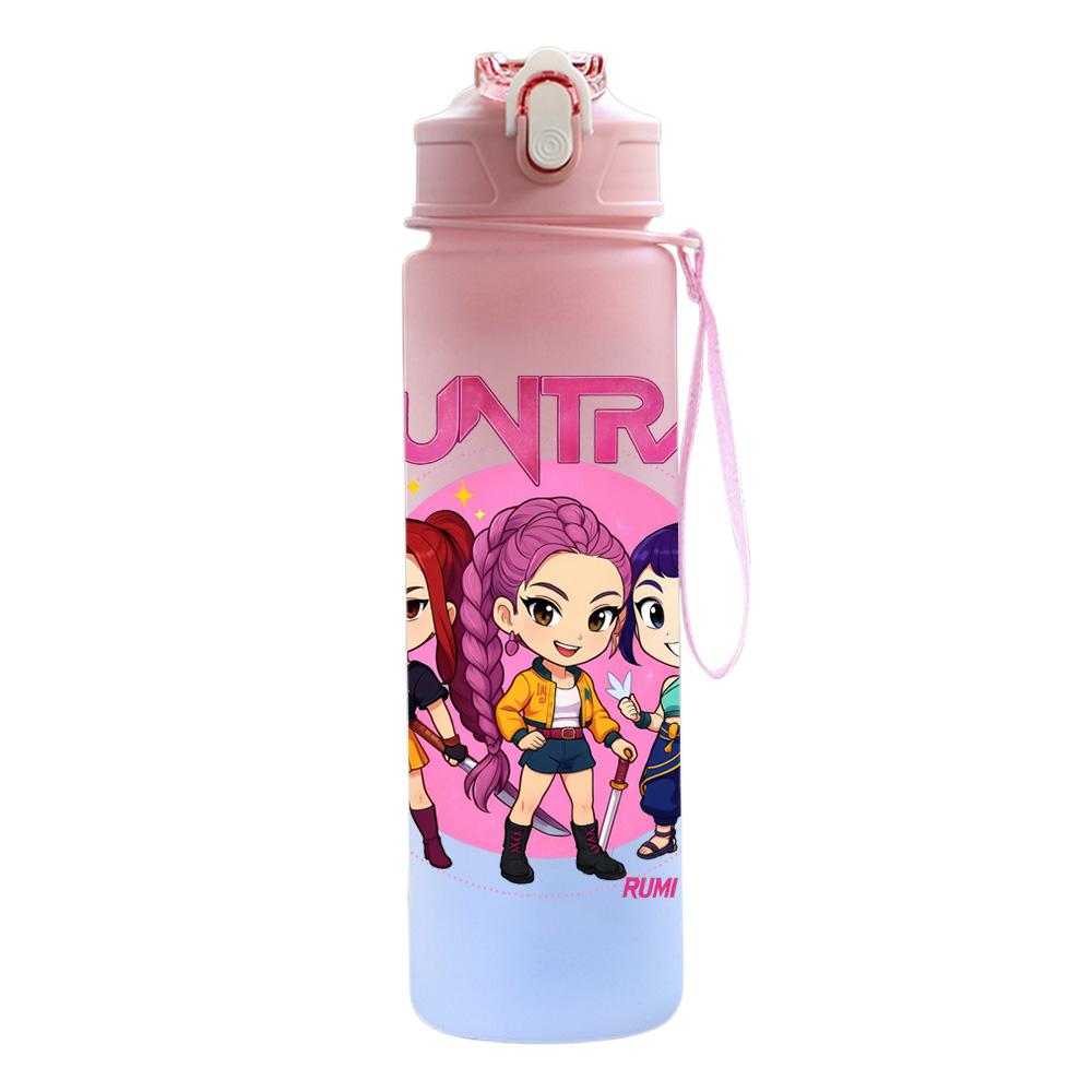 750Ml Water Bottle Cartoon K-Pop Demon Hunters Printed Large Capacity Drinking Cup Portable Outdoor Sports Water Cup Children Kid Gift