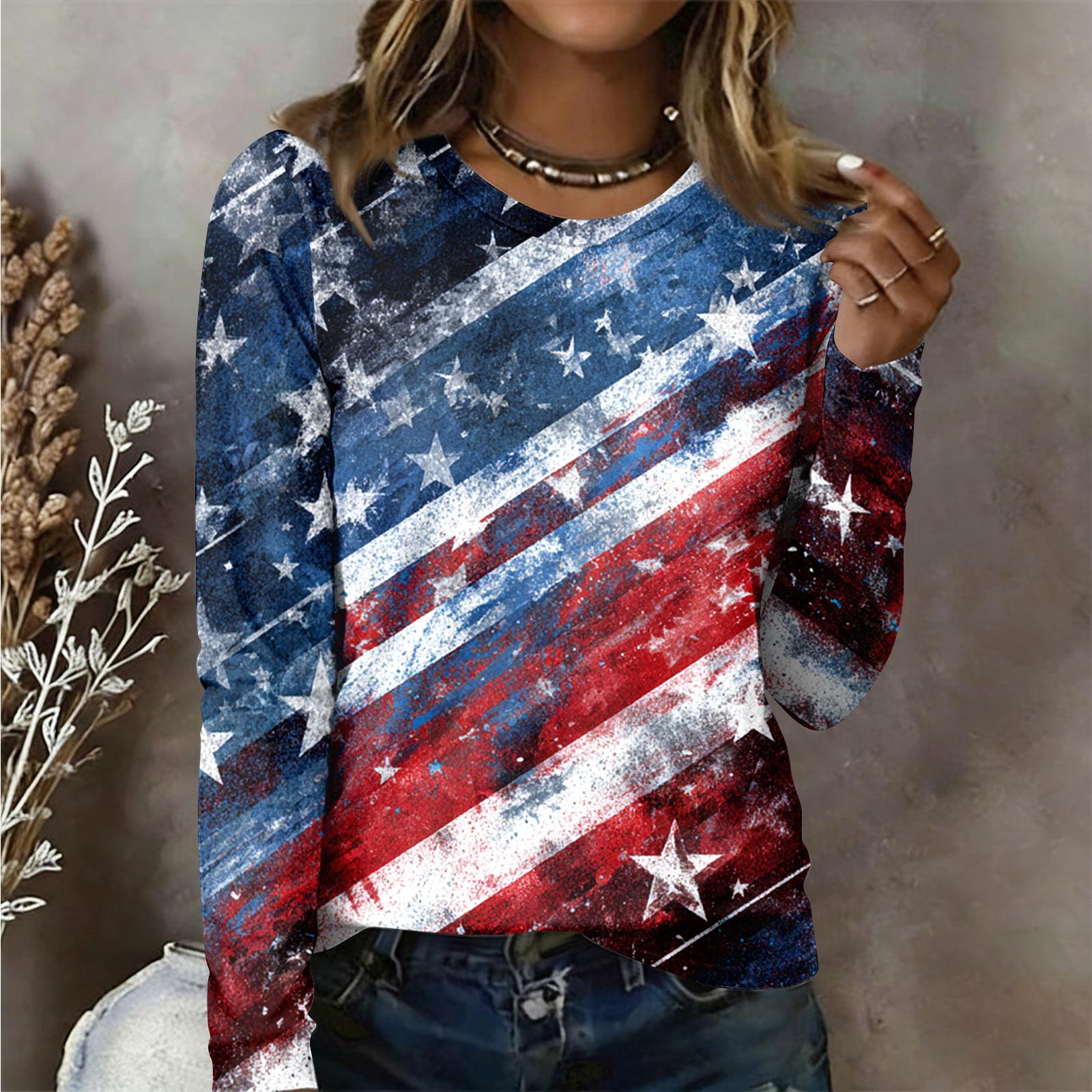 

Women s Long Sleeved Shirt Women s Casual Round Neck Long Sleeve Printed Top M