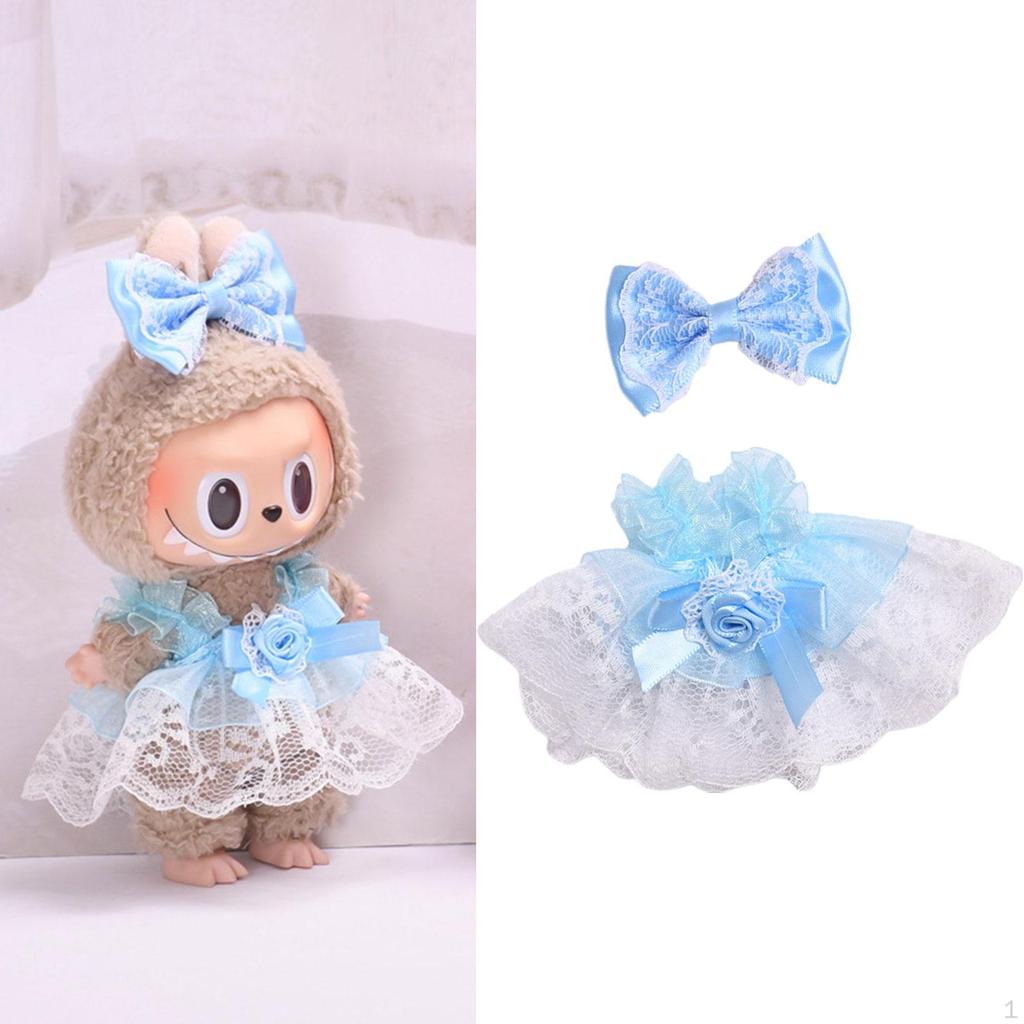 2 Stück Mini 6 Zoll Puppenkleidung mit Schleife, Kopfschmuck, Rock, Outfits