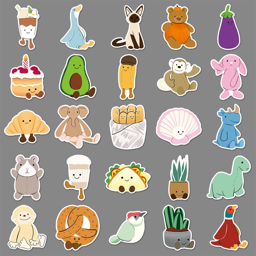 50 Hand-painted Graffiti Stickers Cartoon Cute Children's Gourmet Card Decorative Suitcase Stationery Stickers