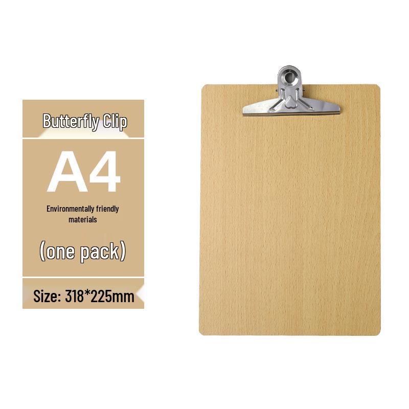 Zestaw 5 drewnianych podkładek z uchwytem na długopis, blokiem do pisania A4/A5 i teczką 16K - idealny do przyjmowania zamówień w restauracji i robienia notatek.