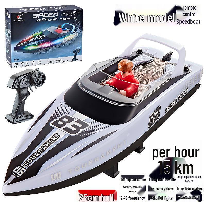 HJ821 High-Speed Remote Control Speedboat Toy: Water-Resistant, High Power, LED Lights
