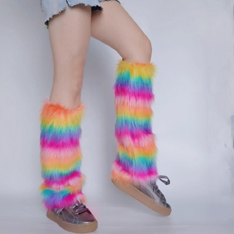 Furs Leg Warmer Winter Furry Long Boot Cuffs Fuzzy Shoes Cover Party Costume