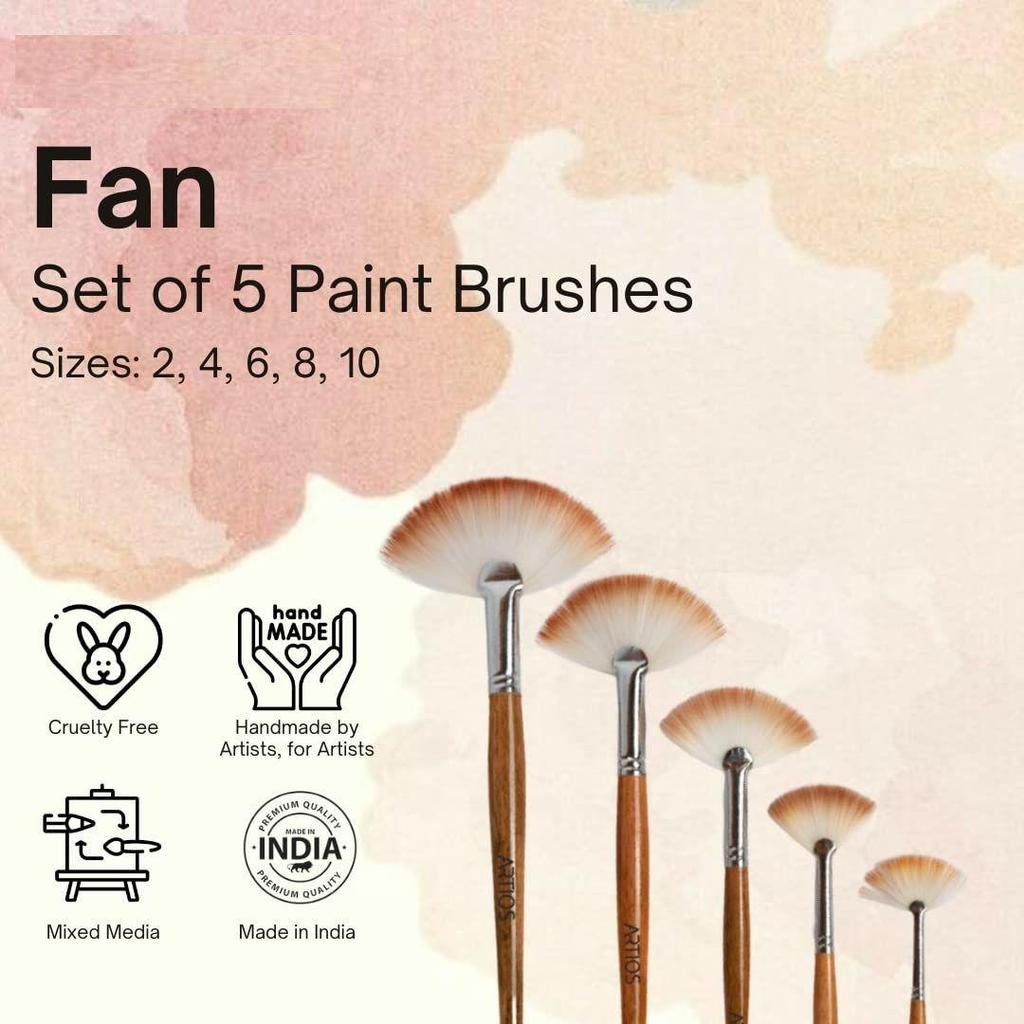 Fan Paint Brushes Set/Handmade Professional Artist Painting Brush Set for Acrylic, Watercolor, & Gouache Painting with Brush Holder
