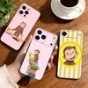 Monkey C-Curious George Phone Case For iPhone17,16,15,14,13,12,11 Plus,Pro Soft Silicone Black Cover
