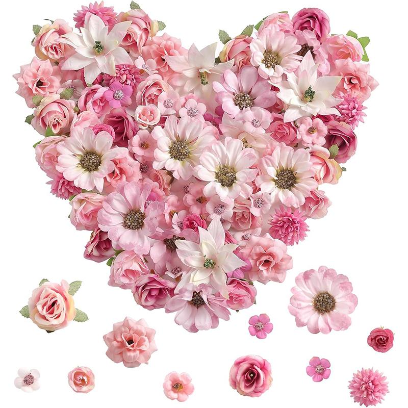 

50Pcs Mini Artificial Daisy Peony Flower Heads Silk Fake Flowers for Home Dceor Wedding Decoration Craft Wreath Gifts Accessory