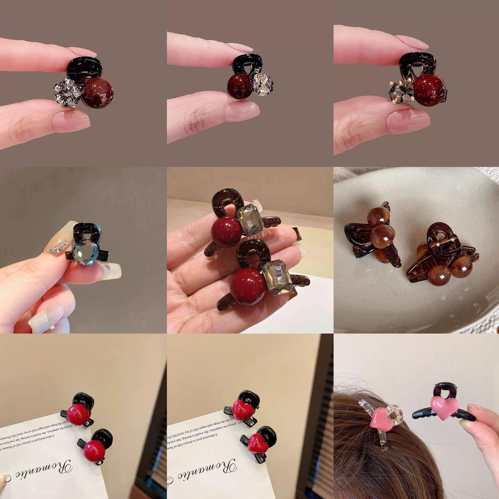 Červený kamínek perla malá sponka do vlasů ženy dívky sladká mini skřipka akrylová geometrická černá sponka do vlasů sponka do vlasů vlasové doplňky