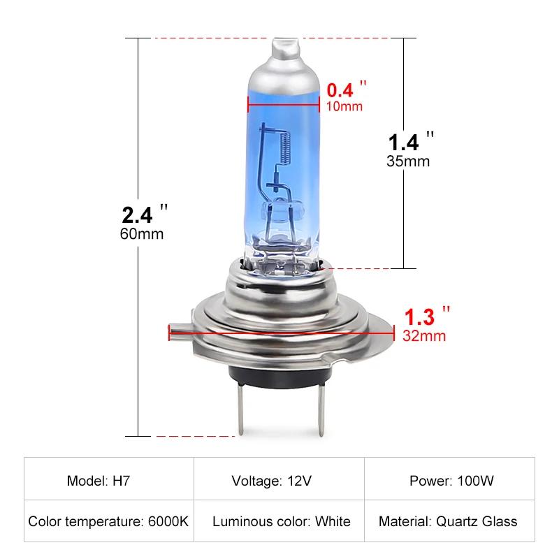 1-3pairs 6000k Super Bright White H7 Halogen Bulb Car HeadLight Bulb h4 h7 55w 100w Halogen Lamp Car HeadLight Replacement Bulb