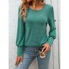 Women's New Autumn and Winter Puff Sleeve Round Neck Button Long Sleeve Shirt