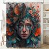 Artistic Woman With Butterflies And Flowers Waterproof Shower Curtain