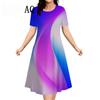 2026 Women's 3D Printed Summer Loose Elegant Casual Short Sleeve Dress