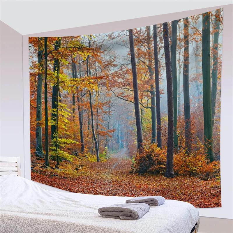 Forest Pathway in the Misty Mountain Tapestry Wall Hanging Art Nature Landscape Tapestries Home Decor for Living Room Bedroom