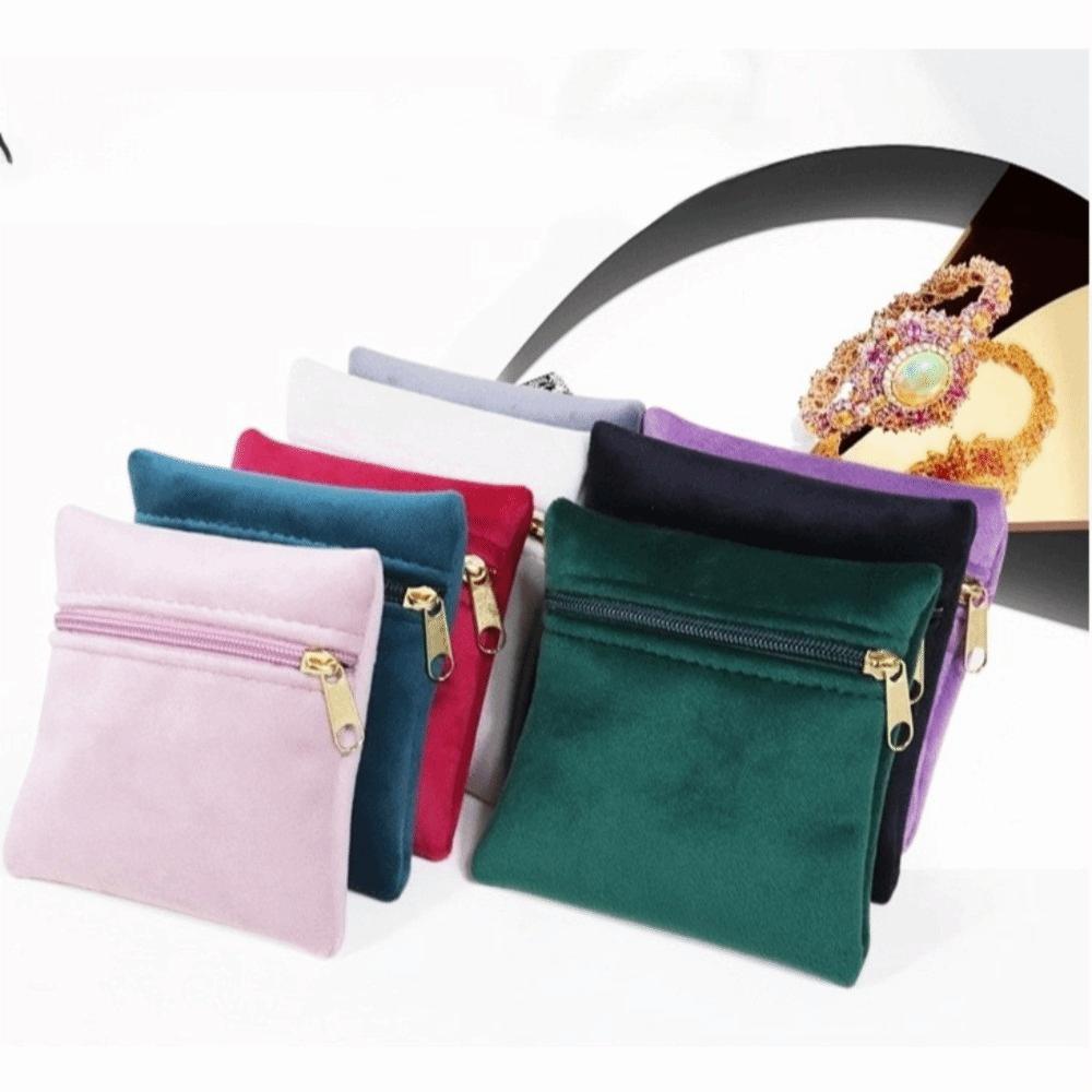Double-Sided Zipper Jewelry Pouch Zipper Closure Jewelry Storage Bag  Jewelry Packaging