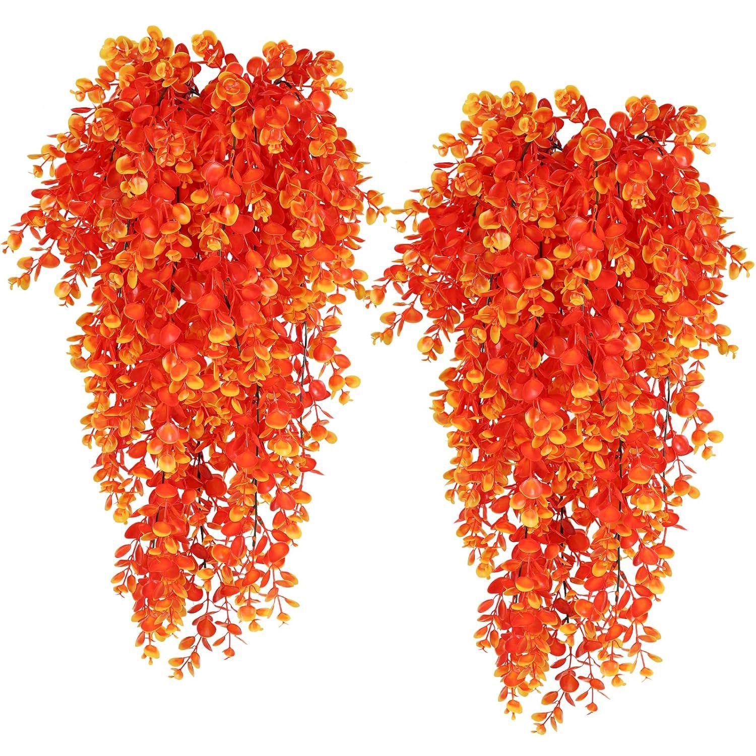 

Artificial Plastic Plants 5 Head 45 Mesh Fern Vine Cheap Wreath Wedding Festival Home Garden Living Room Wall Diy Box Decoration 1pc помаранчевий