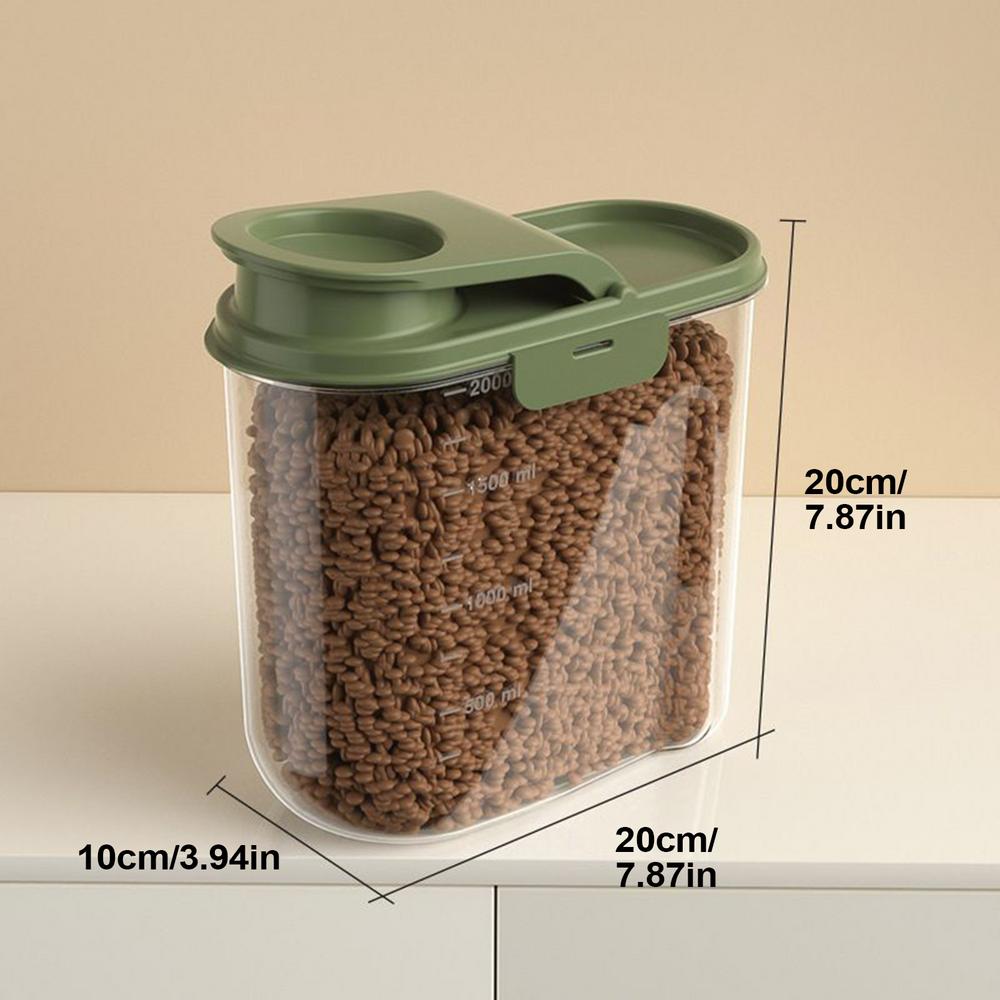 Контейнер для хранения корма для собак 2 л Контейнер для корма для собак Герметичный Большая вместимость Прозрачный Пылезащитный Влагозащитный Зерно зелёный 2190₽