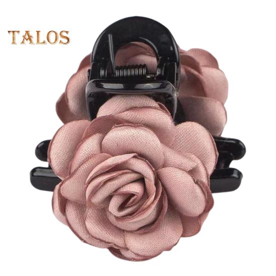 

Женская заколка для волос с двухсторонним декором в виде цветка розы, противоскользящие зубцы, заколка для волос с затылком в виде акулы, украшение для волос розовый