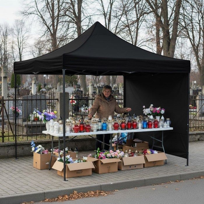 Tente commerciale - SPRINGOS - 3x3 m - Noir - Hydrophobe - Facile à monter