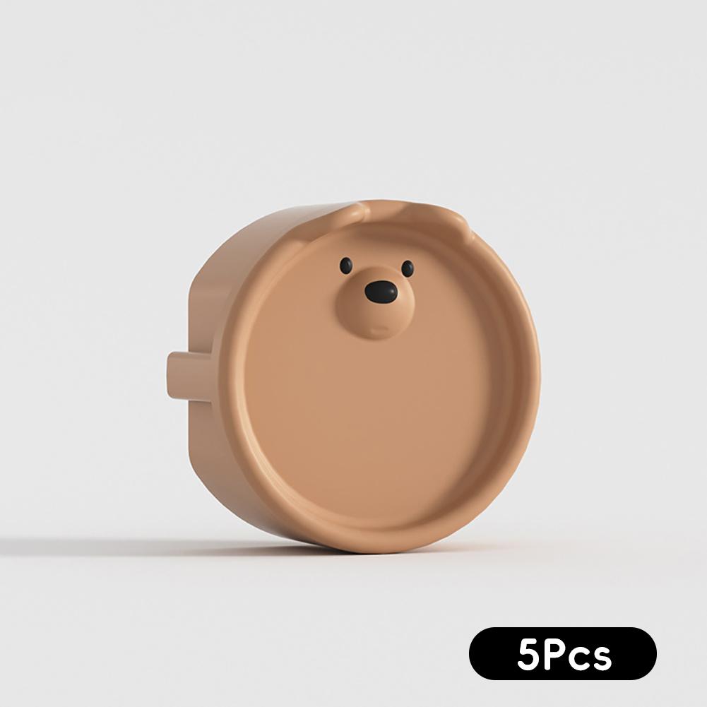 

5Pcs EU Standard Silicone Socket Protective Covers Cute Bear Cartoon Design Baby Safety Outlet Plug Caps Electric Shock & Dust Proof for Home кофейный