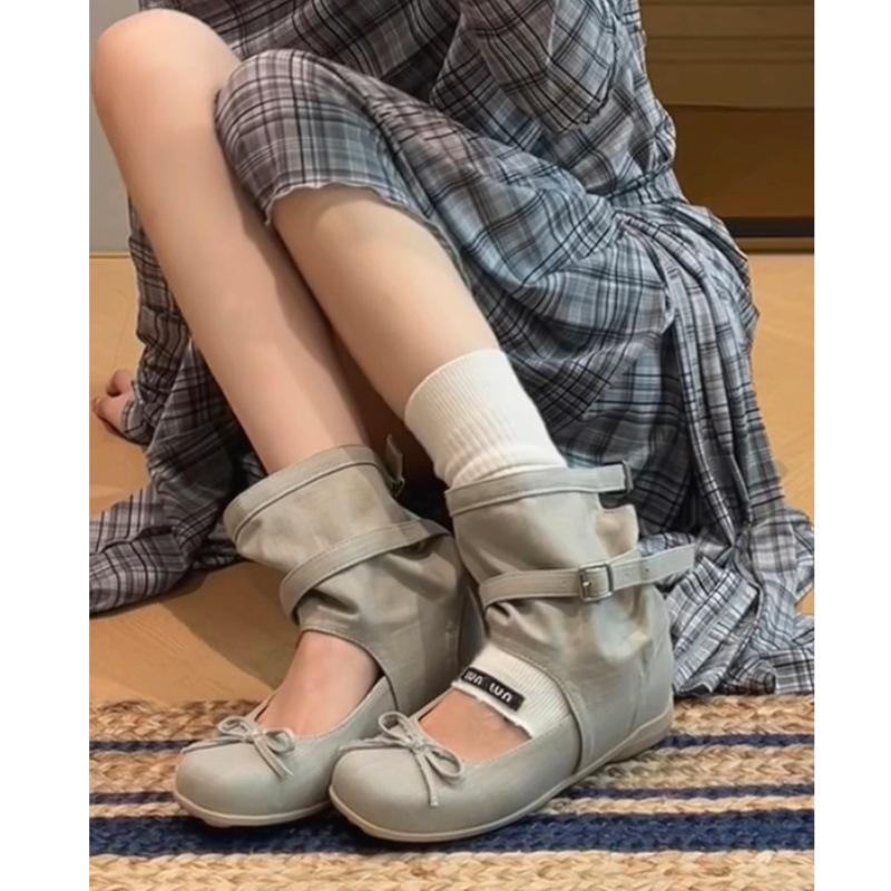

Ballet cool boots women s new summer breathable inner height increase Mary Jane single shoes casual versatile short boots 35 светло-серый