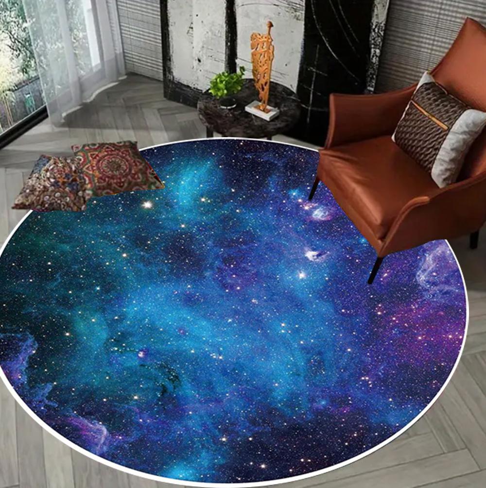 Creativity Round Carpets Nebula Pattern Bedroom Rug Living Room Floor Mat for Meditation Reading Chair Mat Home Decor Yoga Mat