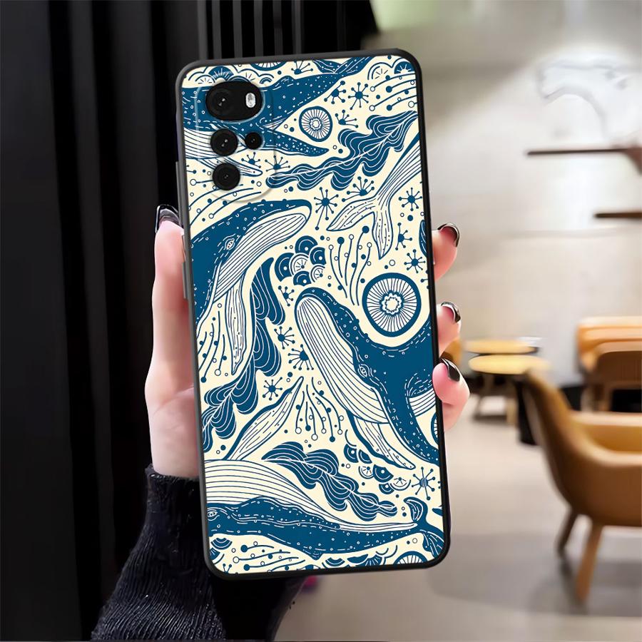 Case for Motorola Moto G71 G51 G73 G50 G52 G53 G30 G32 Edge 20 Pro 30 Lite G60s G22 Edge40 Phone Cover Ocean Shark Whale Design