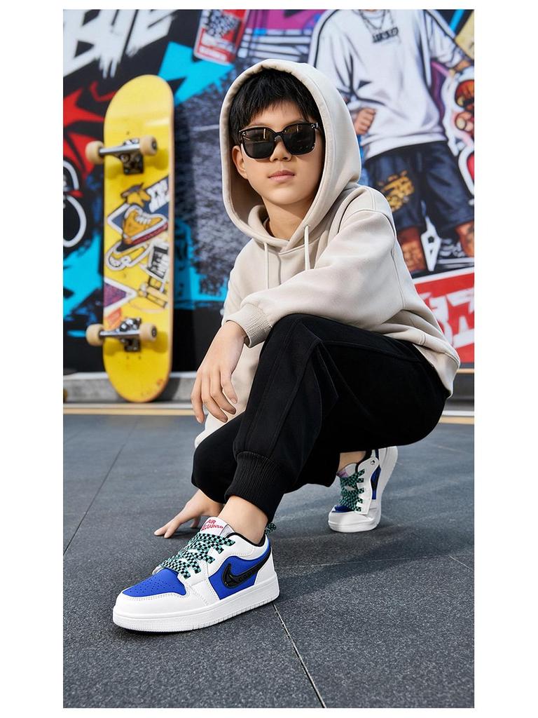 Unisex Kids' Autumn Velcro Sports Sneakers - White Casual Style