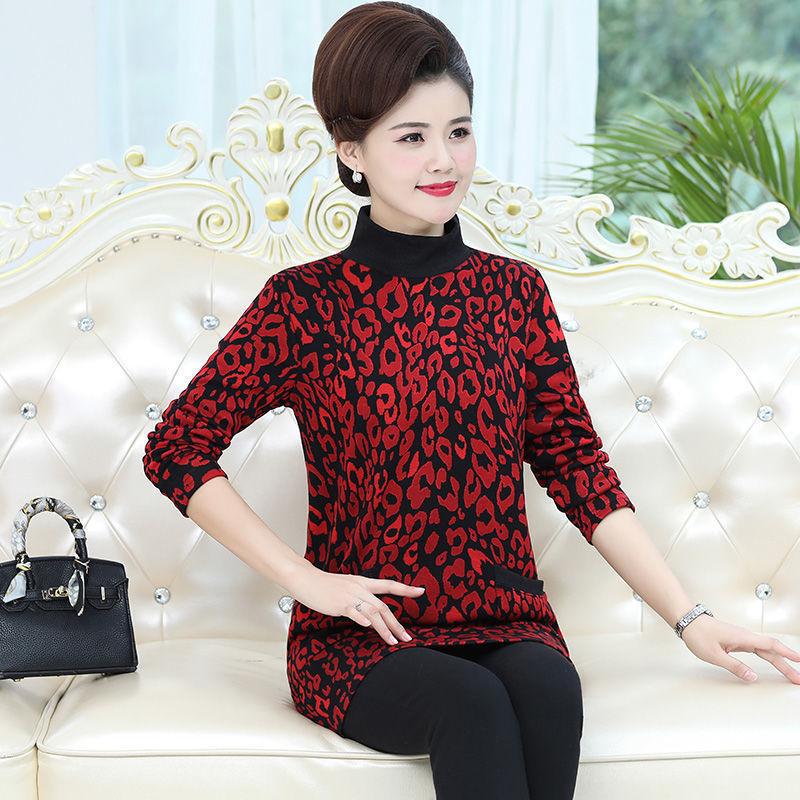 Compound imitation super velvet thickened winter middle-aged mother outfit medium and long warm fashion age-reducing large version bottoming shirt